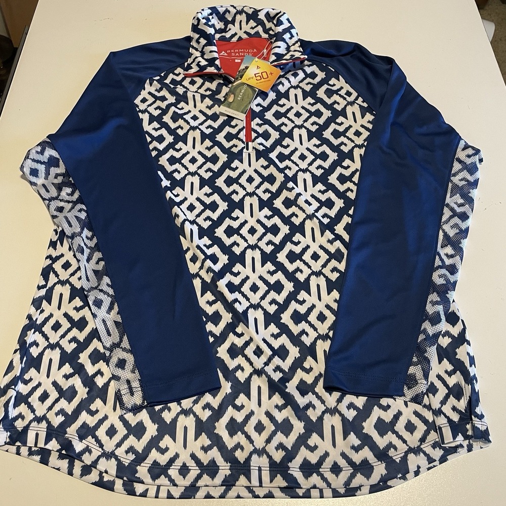 New Bermuda Sands 1/4 Zip Golf Pullover Womens Size L Moisture Wicking UPF 50*